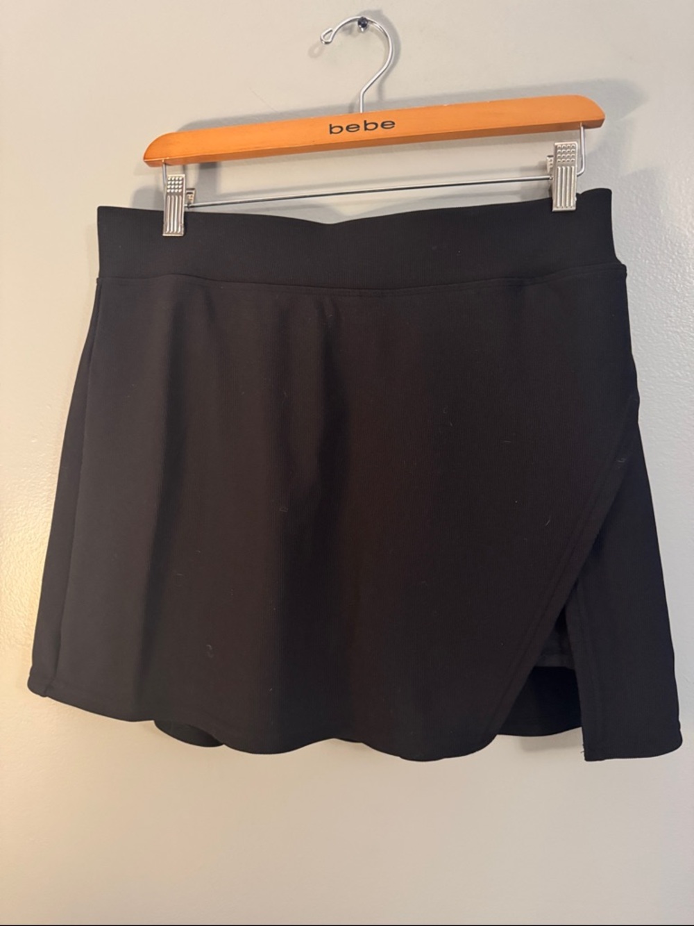 Black faux Wrap-Front Skort